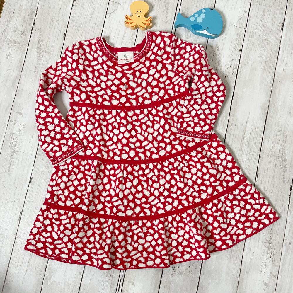 Hanna Andersson white and red sweater dress Sz 4
